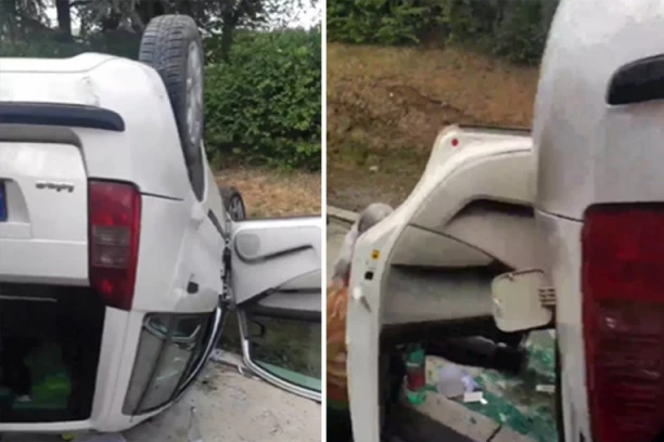 AUTOMOBIL NAKON UDESA ZAVRŠIO NA KROVU: Jeziva saobraćajka kod Avale!