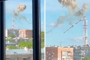 EKSKLUZIVNI SNIMCI: Ruski raketni udar razbija TV toranj od 240 metara u Ukrajini! (VIDEO)