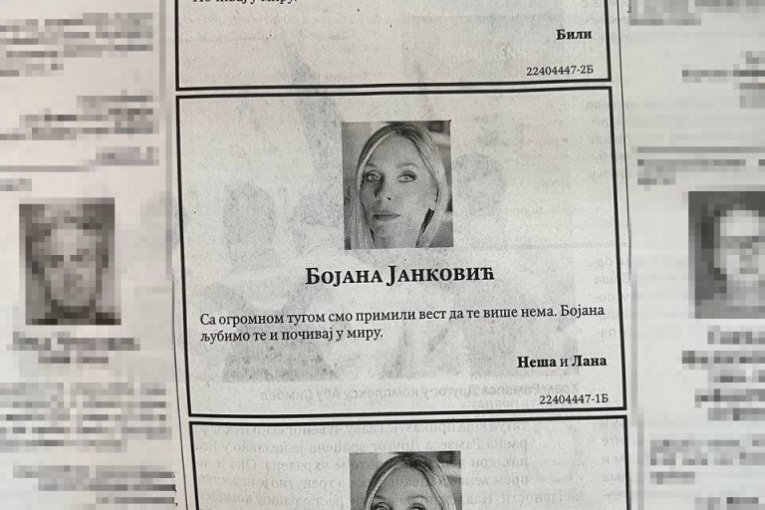 Čitulje za Bojanu Janković