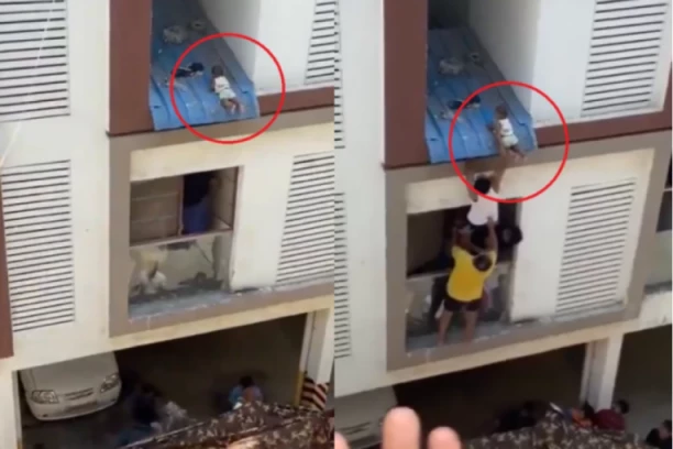 Neverovatni snimci spasavanja bebe koja je pala sa četvrtog sprata će vas ostaviti bez reči! (VIDEO)