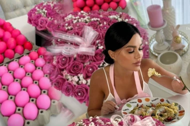 STANIJU IZNENADIO ASMIN PRED VASKRS: Starleta stavila kecelju i ofarbala jaja samo u JEDNU BOJU, sve pršti od luksuza (FOTO)