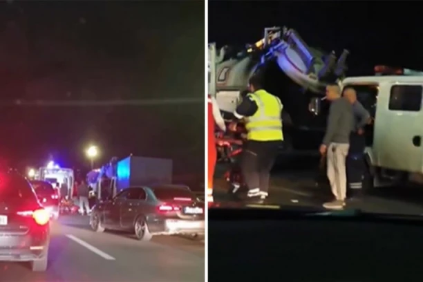 TEŽAK SUDAR DVA KAMIONA NA MOSTU NA ADI! Pogledajte kako Hitna pomoć zbrinjava povređene! (VIDEO)