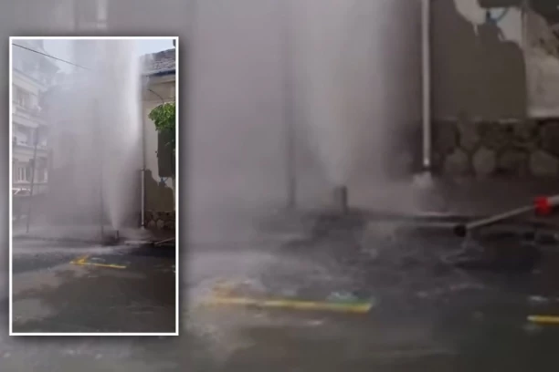 GEJZIR U ULICI PATRIJARHA VARNAVE! Voda šiklja na sve strane! (VIDEO)