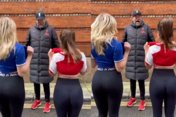 KLOP DOBIO ISPRAĆAJ IZ ENGLESKE U STILU: Plavuša i brineta se SKINULE i pokazale mu GOLE GRUDI (VIDEO)