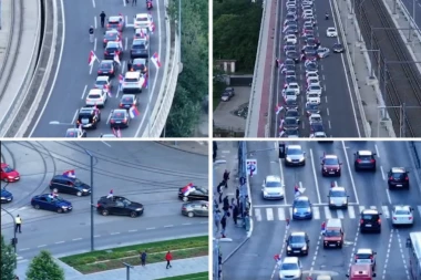 SVI UZ PREDSEDNIKA VUČIĆA: "MI SMO PONOSNI"! Nestvarna slika Beograda, kolona automobila sa zastavama se kretala kroz ceo grad! Kula Beograd sijala najsjajnijim sjajem (VIDEO)