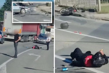 PRVE SLIKE STRAHOVITOG SUDARA NA IBARSKOJ MAGISTRALI! Motociklista se zakucao u automobil - OVO MU JE SPASILO ŽIVOT! (FOTO)