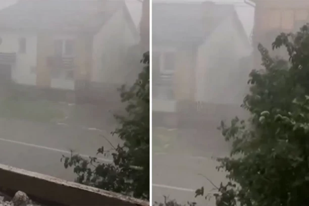 APOKALIPTIČNE SCENE U BAČKOJ PALANCI: Nestala struja, poplave, veoma slaba vidljivost (VIDEO)