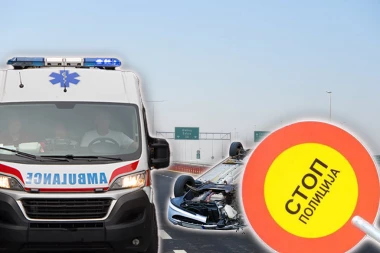 UŽAS NA AUTO-PUTU KOD STARE PAZOVE! Automobil se prevrnuo na krov nasred kolovoza, stvaraju se gužve! (VIDEO)