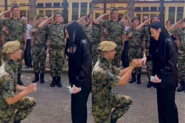 VOJNIK NAKON ZAKLETVE ZAPROSIO DEVOJKU: Emotivan trenutak u Valjevu oduševio Srbiju (VIDEO)