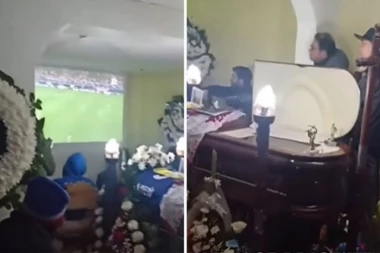 E, SAD SMO SVE VIDELI! MRTAV ČOVEK U KOVČEGU, A OŽALOŠĆENI PRATE PRVENSTVO! (VIDEO)