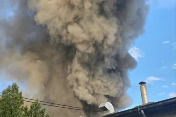 UDARNO! GORI FABRIKA BAMBI U POŽAREVCU! Crni dim kulja, krovna konstrukcija zapaljena (FOTO/VIDEO)