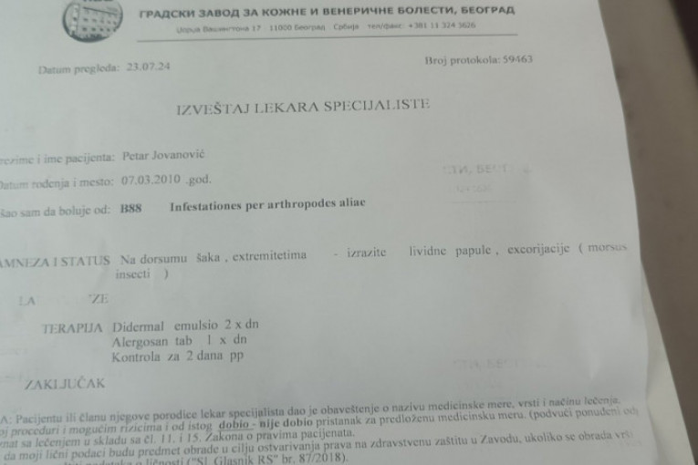 Decu u hotelu na Ohridu unakazile stenice