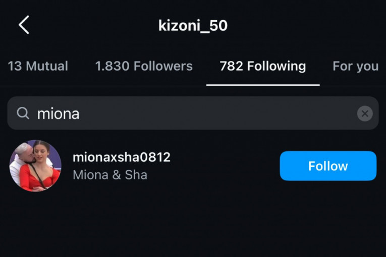 Miona Jovanović i Zoran Kiza Aleksić se ne prate na Instagramu