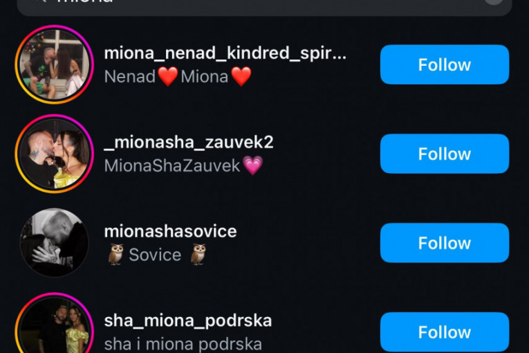 Miona Jovanović i Zoran Kiza Aleksić se ne prate na Instagramu