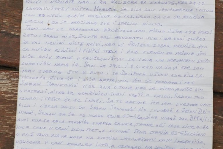 Pismo koje nam je pokazao Dragijević!