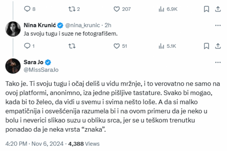 Sara Jo i Milica Dabović svađa twitter X iks