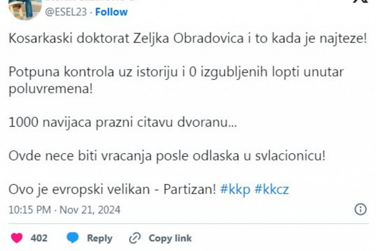 Navijači Partizana "zapalili" društvene mreže