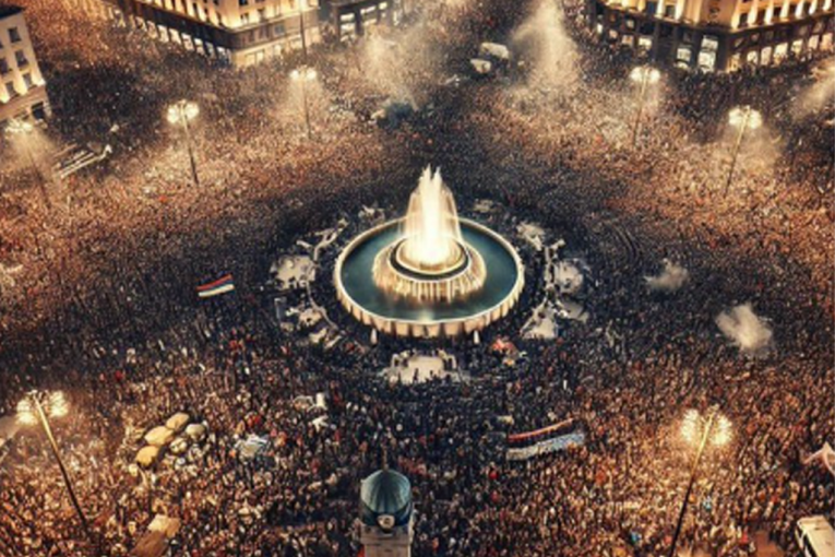POŠTO NAS JE MALO, MORA DA RADI VEŠTAČKA INTELIGENCIJA! Lažna slika sa protesta na Slaviji obišla svet, DA LI JE OVO UOPŠTE BEOGRAD?! (FOTO)
