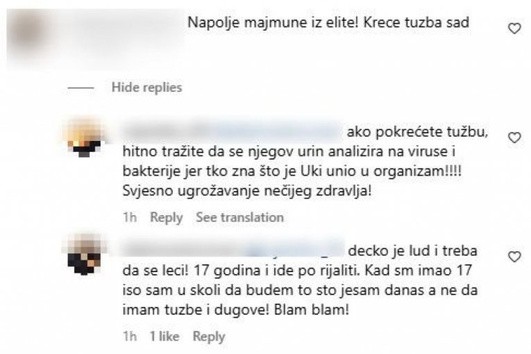 Poruke ispod Savkovićeve objave