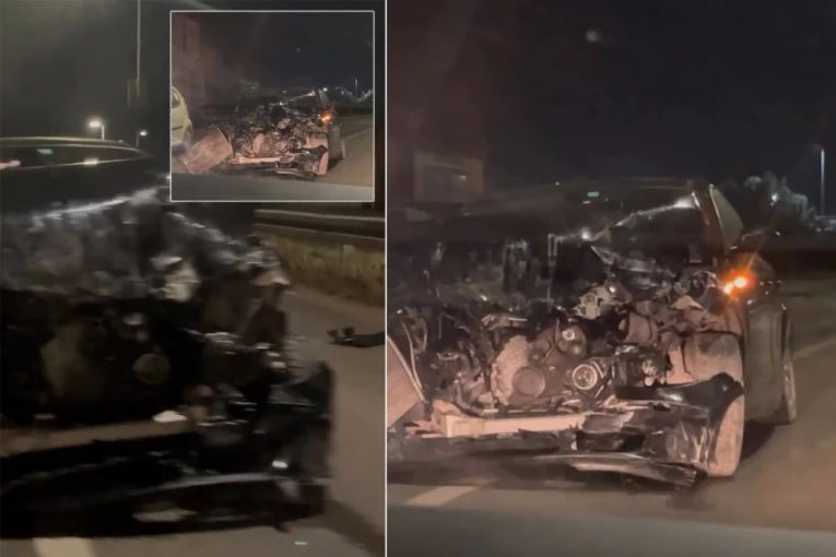 JEZIVA NESREĆA NA ULAZU U PETROVARADIN! Automobil potpuno uništen! (VIDEO)