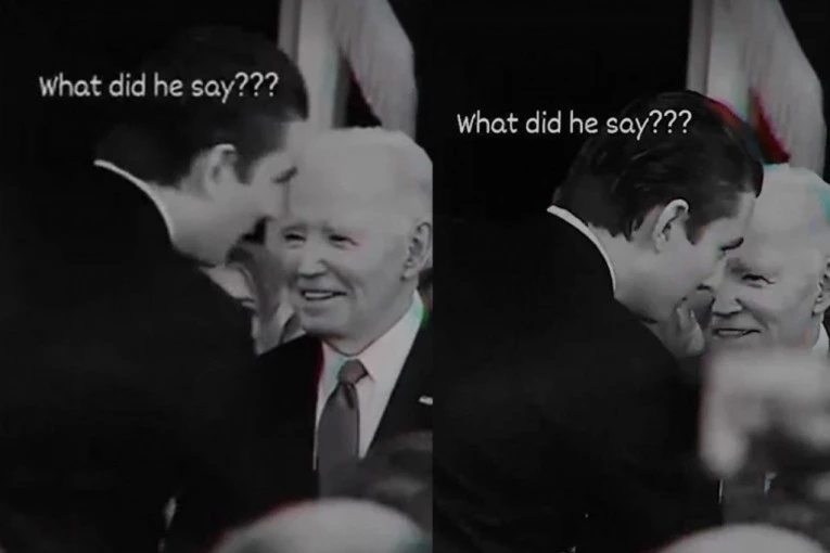 MISTERIJA KONAČNO RAZJAŠNJENA: Otkriveno šta je Baron Tramp šapnuo Bajdenu na inauguraciji svog oca! (VIDEO)