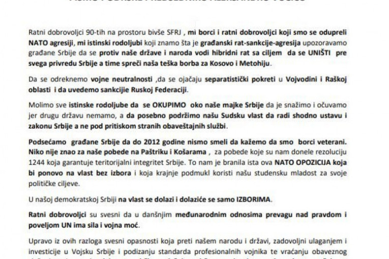 Pisma podrške predsedniku Vučiću