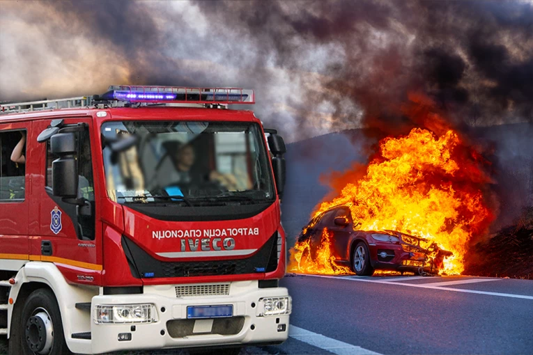 TEŽAK UDES KOD ŠAPCA! Gori vozilo, ima povređenih! (VIDEO)