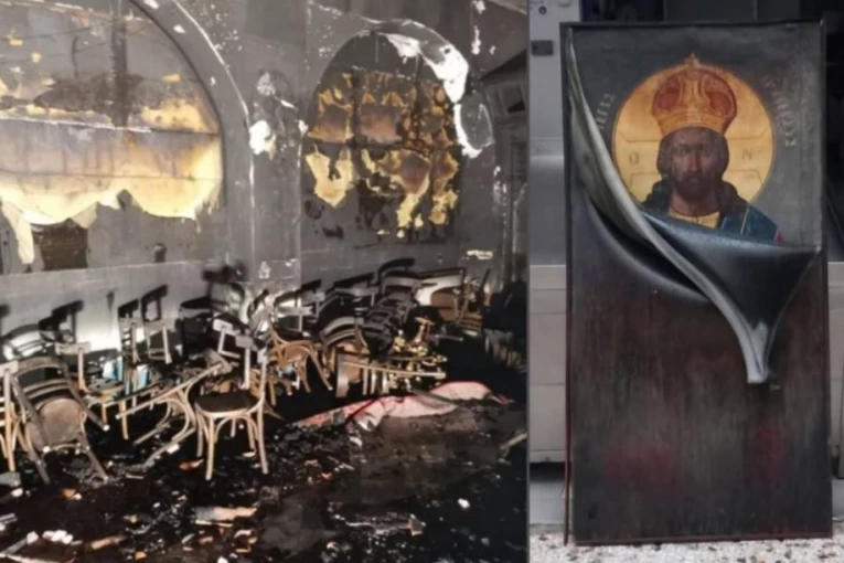 ČUDO USRED PLAMENA: Crkvu i sve oko nje progutao požar, ali je ikona Hrista ostala netaknuta (VIDEO)