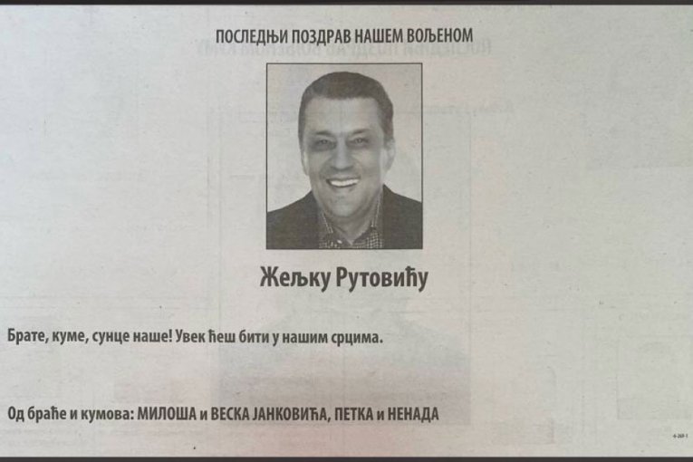 Čitulja Željku Rutoviću
