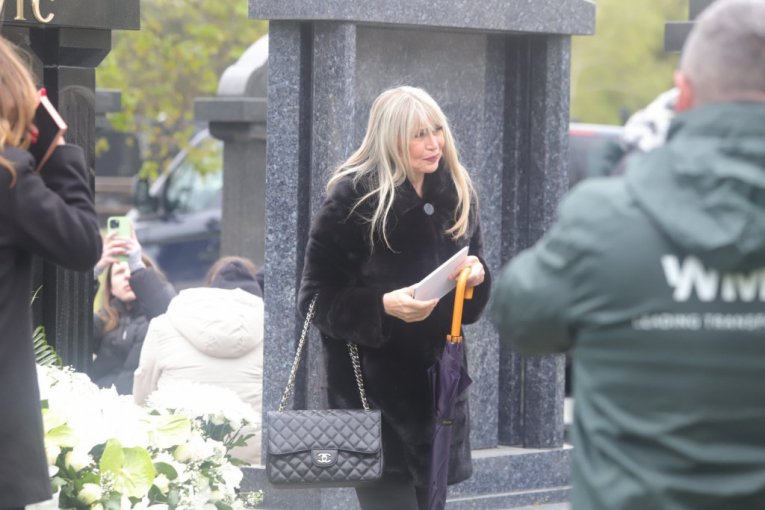 Suzana Jovanović na grobu Saše Popovića