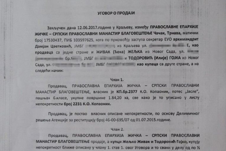 Eparhija nije tužila ni firmu ni fizička lica za nepoštovanje ugovora