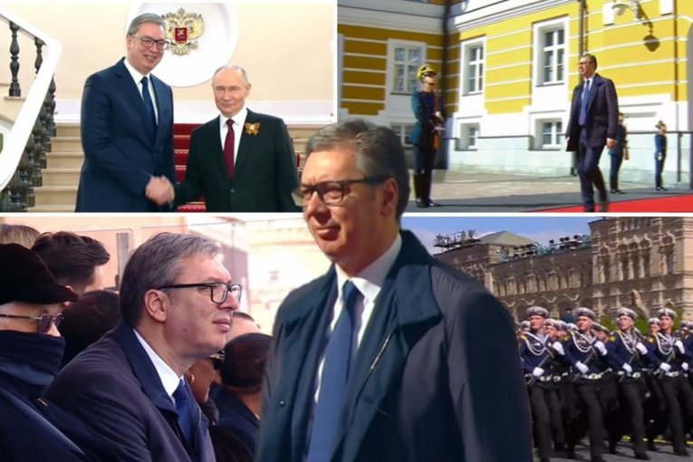 OGLASIO SE VUČIĆ! Predsednik Srbije U PRVIM REDOVIMA - uz najistaknutije lidere tik uz Putina na PARADI u Moskvi! (VIDEO)