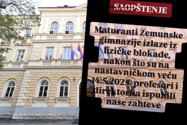 PROFESORI I DIREKTORKA ISPUNILI NAŠE ZAHTEVE! Maturanti Zemunske gimnazije izašli iz fizičke blokade zgrade