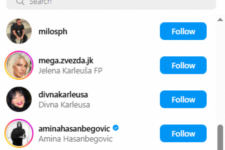Karleušina lista na Instagramu