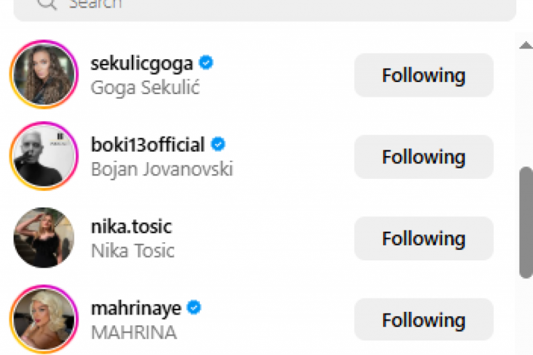 Karleušina lista na Instagramu