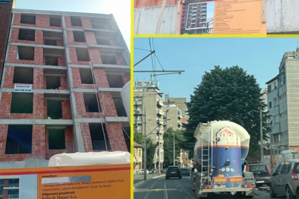 BAHATO! INVESTITOR MEŠALICOM ZAUZEO CELU TRAKU! Muke vozača u beogradskoj ulici Vojvode Stepe! (FOTO)