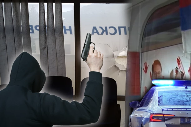 KAO TERORISTA, CRNI RANAC NA LEĐIMA, PUCA I NE OSVRĆE SE: Objavljen snimak napadača na prostorije SNS u Vrnjačkoj Banji (VIDEO)