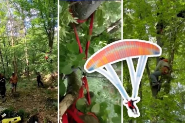 DRAMA KOD ČAČKA! Paraglajderista izgubio kontrolu, pa pao na drvo - VATROGASCI ODMAH IZAŠLI NA TEREN! (FOTO, VIDEO)
