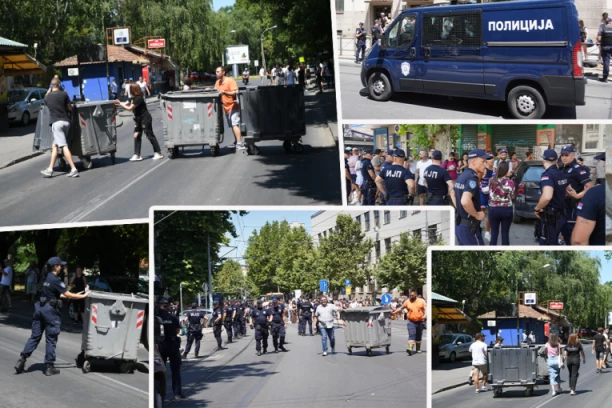 BLOKADERI PONOVO HTELI DA PARALIŠU ULICE! Policija razbija blokade širom zemlje, padaju nezakonite kontejnerske barikade! (FOTO)