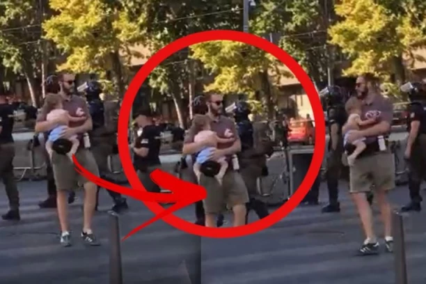BLOKADER KORISTI BEBU KAO ŽIVI ŠTIT! Sa detetom u rukama krenuo na policiju: Hoće li nadležna služba reagovati? (VIDEO)