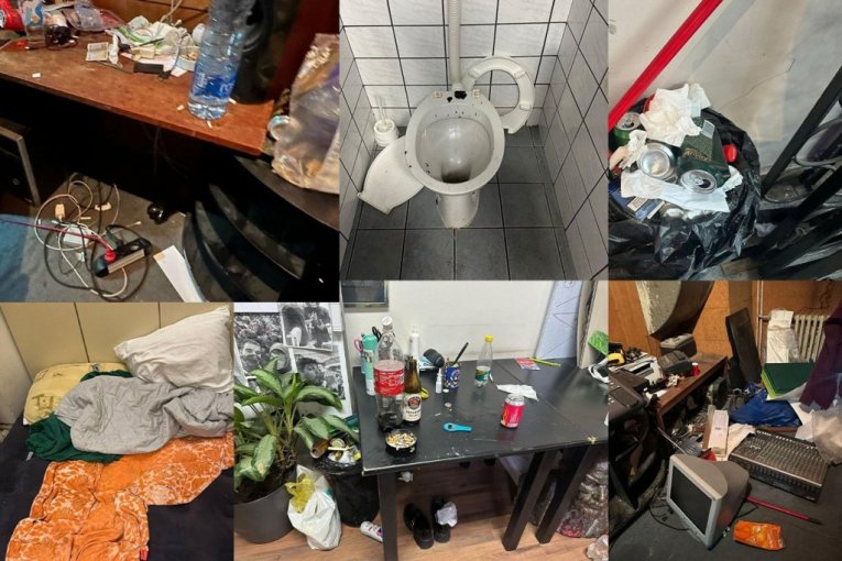 UKRADENI KOMPJUTERI I FRIŽIDERI, PRLJAVE ČARAPE, IŠARANI ZIDOVI... Evo kolike su razmere uništenja SKC od blokadera! (FOTO)
