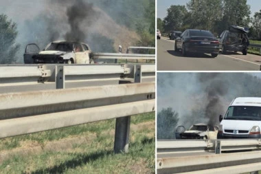 HAVARIJA NA AUTO-PUTU! Nakon silovitog sudara automobili BUKNULI U PLAMENU! (FOTO, VIDEO)