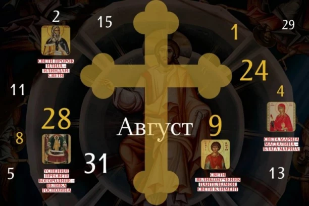 CRKVENI KALENDAR ZA AVGUST 2025.