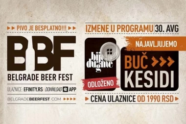 Odložen koncert Bijelog Dugmeta zakazan za 30. avgust na Belgrade Beer Festu — novi datum koncerta na jesen u Beogradskoj Areni