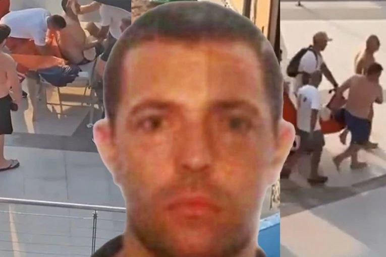 KRVAVA GLAVA U ZAVOJIMA! Ranjenog Marka Ljubišu Kana iznose na nosilima sa bazena u Pržnu nakon pokušaja likvidacije! (VIDEO)