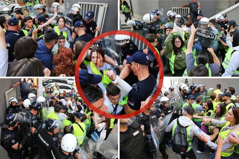 GRAĐANI TAOCI STUDENTSKOG BEZAKONJA! Sramno ponašanje u Novom Pazaru, BLOKADERI nasrnuli na policiju ispred suda! (VIDEO)