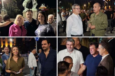 MINISTRI U VLADI SRBIJE I PREDSTAVNICI SNS ISPRED SKUPŠTINE: Gledali zajedno utakmicu Zvezde i razgovarali sa građanima! (FOTO)