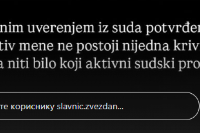 Zvezdanova objava na Instagramu