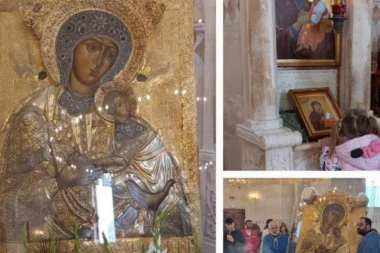 NA NOVOM BEOGRADU DOČEKANA RETKA IKONA PRESVETE BOGORODICE STRADALNE: Svetinja iz 17. veka donosi utehu bolesnima