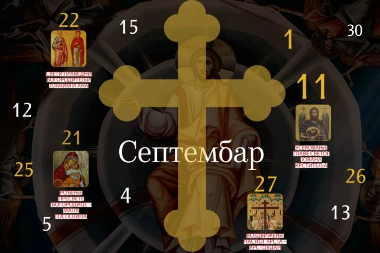 CRKVENI KALENDAR ZA SEPTEMBAR 2025.